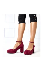 Dámské lodičky na sloupek podpatku 100-357 Bordó - Joalice Paris