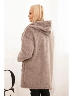 Dámský kabát Plus Size z viskózy na zip s kapucí fango