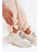 Dámské tenisky na platformě s ozdobným šněrováním béžové Evalianne