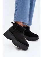 Dámské Nízké Sněhule Na Zasun S Oteplením S Hřejivým Kožíškem Černé Mavelle