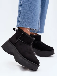 Dámské Nízké Sněhule Na Zasun S Oteplením S Hřejivým Kožíškem Černé Mavelle