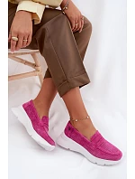 Dámské mokasiny z přírodního semiše na platformě Vinceza 79626 Fuchsiová