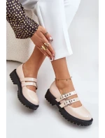 Polobotky Dámské S Pásky Lakované Béžové Terione Polobotky Dámské S Pásky Lakované Béžové Terione