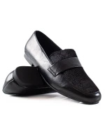 Originální  polobotky dámské černé na plochém podpatku