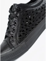 Módní dámské tenisky černé na klínku Módní dámské tenisky černé na klínku