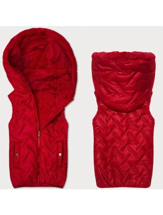 Červená dámská vesta s kožešinovou podšívkou S'West (B8252-404)