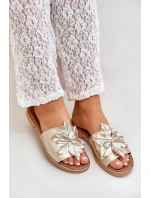 Pantofle S Dekorací Z Pravidelné Kůže Zazoo 3667 Zlaté