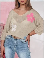 BRIGGI béžový FashionStreet dámský prolamovaný svetr MY2332