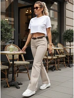Dámské rovné džínové kalhoty s vysokým pasem béžové FashionStreet UY3059