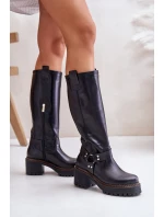 Kožené dámské holínky nad kolena černé Lewski 3432