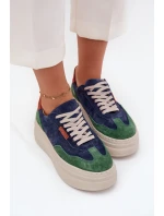 Semišové dámské tenisky na platformě Zazoo N1269S3 Zeleno-Temněmodré Semišové dámské tenisky na platformě Zazoo N1269S3 Zeleno-Temněmodré