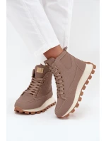 Zateplené dámské kozačky na platformě tmavě béžové Marivira Zateplené dámské kozačky na platformě tmavě béžové Marivira