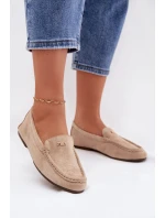 Dámské mokasíny s malým zlatým detailem tmavě béžové Sarivelle