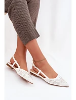 Dámské sandály s výšivkou na ploché bílé Grelia