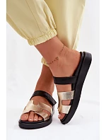 Kožené dámské pantofle s přezkou Zlaté Lemela