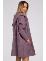 M556 Pletený svetr s kapucí - vřesová barva M556 Pletený svetr s kapucí - vřesová barva