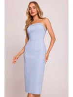 M843 Džínové midi šaty - světle modré