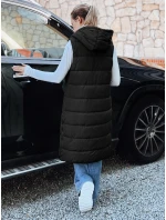 Dámská dlouhá prošívaná vesta černá FashionStreet TY5267