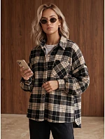 Dámská oversize košile s kostkovaným vzorem, tmavě modrá, FashionStreet TY6048 Dámská oversize košile s kostkovaným vzorem, tmavě modrá, FashionStreet TY6048