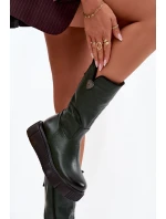 Zazoo 70121 Kožené dámské kozačky s vlnou olivové Zazoo 70121 Kožené dámské kozačky s vlnou olivové