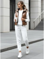 Dámská prošívaná vesta ASHE tmavě béžová FashionStreet TY3778