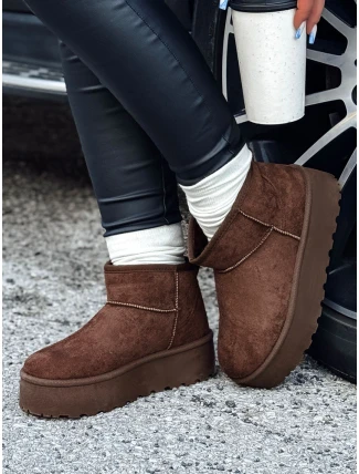 Dámské sněhule na platformě hnědé ALPIKA FashionStreet ZY0563