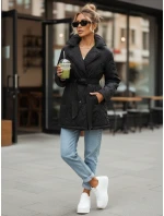 Dámská přechodná bunda s páskem černá FashionStreet TY5588