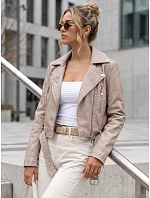 Dámská bunda ve stylu Ramones s koženým páskem, béžová, FashionStreet TY5719 Dámská bunda ve stylu Ramones s koženým páskem, béžová, FashionStreet TY5719