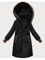 Černá dámská prošívaná bunda s ozdobnými vsadkami (T2-2291#-1)