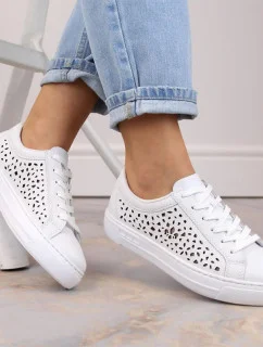 Kožená pohodlná obuv Rieker W RKR641 white
