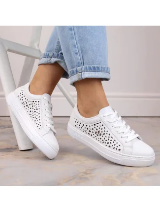 Kožená pohodlná obuv Rieker W RKR641 white