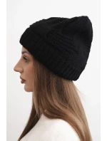 Dámská zimní čepice akrylová s ozdobným pletením K462 černá
