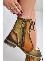 Dámské Kožené Boty Na Plochém Podpatku Maciejka 06719-07 Žluté