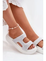 Zdobené Dámské Pantofle Na Platformě Bílé Jestella