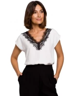 S206 Top bez rukávů s krajkovým výstřihem - ecru barva