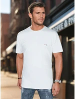 Pánské bílé tričko s výšivkou FashionStreet RX5640