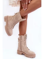 kožené workery s bižuterní ozdobou Bežové Marx kožené workery s bižuterní ozdobou Bežové Marx