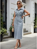 Dámské džínové midi šaty bez rukávů FashionStreet EY2686