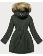 Dámská bunda parka v army barvě s kožešinovou podšívkou (m-21506) Dámská bunda parka v army barvě s kožešinovou podšívkou (m-21506)