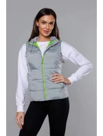 Šedo-limetková dámská vesta s látkovou kapucí (DW-21604) Šedo-limetková dámská vesta s látkovou kapucí (DW-21604)