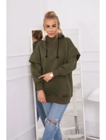 Zateplená halenka s polovičním rolákem khaki barvy