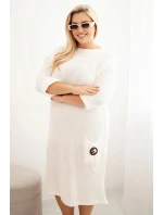 Dámská svetrá sukni Plus Size s mohairovým oversize kapsou ecru