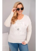 Dámská blůza Plus Size s potiskem Love You More béžová
