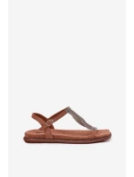 Plné Elegantní Dámské Sandály S Krystaly Artiker 56C1365 Hnědé