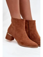 Dámské kotníkové boty na podpatku se zlatým prvkem zateplené Camel Nolessa