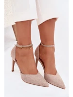 Třpytivé lodičky s páskem šampaňské Joranne