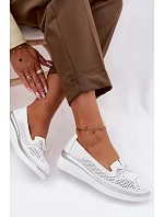 Kožené Prodyšné Polobotky Na Platformě S.Barski LR61-7043 Bílé