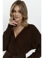 M810 Svetrové šaty s výstřihem do V - hnědé M810 Svetrové šaty s výstřihem do V - hnědé