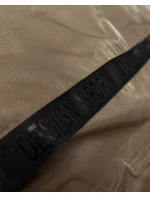 Tmavě béžová jednoduchá dámská bunda s kapucí LHD (LHD-24592) Tmavě béžová jednoduchá dámská bunda s kapucí LHD (LHD-24592)