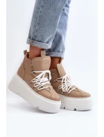 Zazoo 3416 Kožené Dámské Sportovní Boty Beige